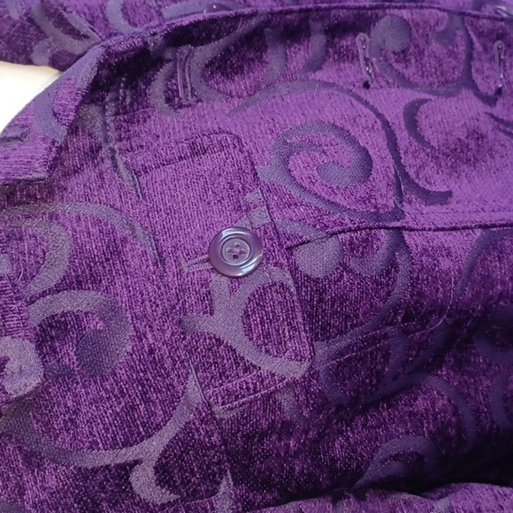 Croft & Barrow Jacket M Dark Purple Scrolls Pockets, 20" PTP, 22"L - Picture 2 of 8